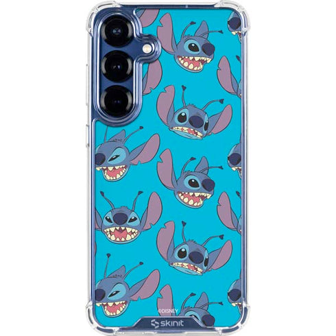 Disney Lilo and Stitch Face Expression Pattern Galaxy S25 Clear Case